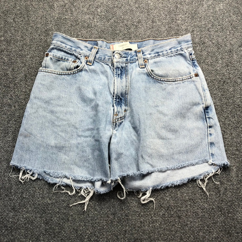 Levis 560 Comfort Fit Denim Shorts Mens 33 Light Wash Raw Hem Cut Off Vintage